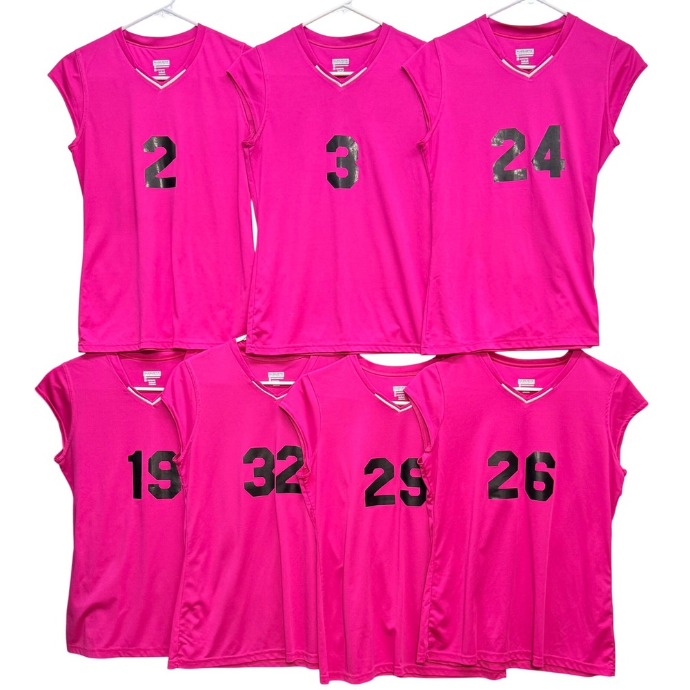 Augusta Sportswear Pink Volleyball Jersey Lot‎ of 7 Womens Sleeveless V-Neck *